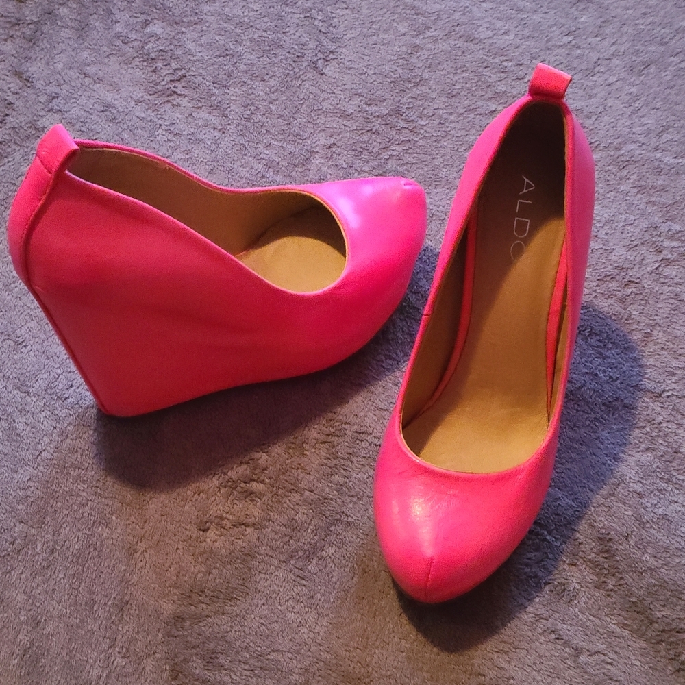 Aldo HotPink Wedge Heels